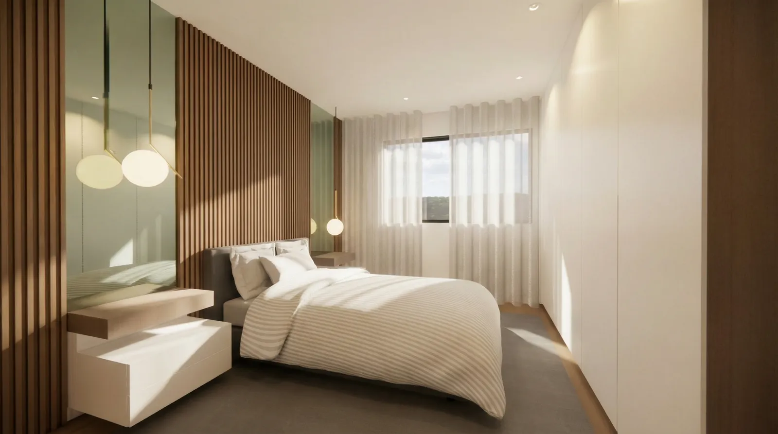 Quarto com linguagem contemporânea e luz natural